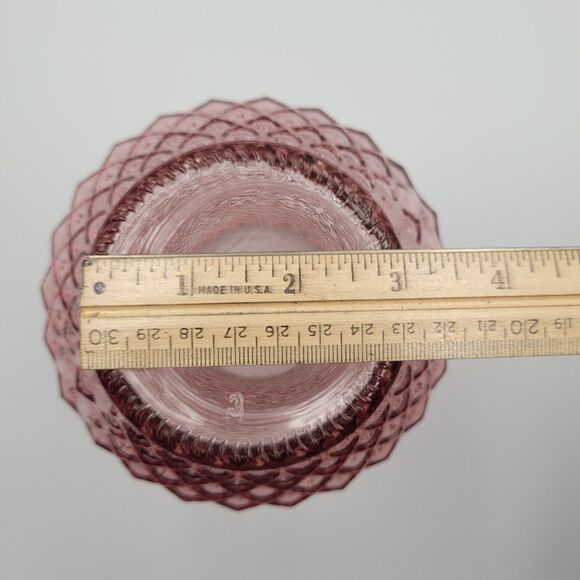 Vintage Pink Glass Diamond Cut Flower Vase 7.75" Country Cottage Traditional - Picture 7 of 9